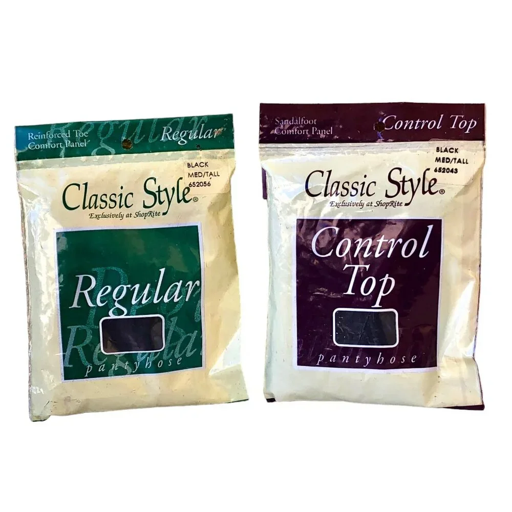 ShopRite Vtg Pantyhose Jet Black Medium/Tall Classic Regular + Control
